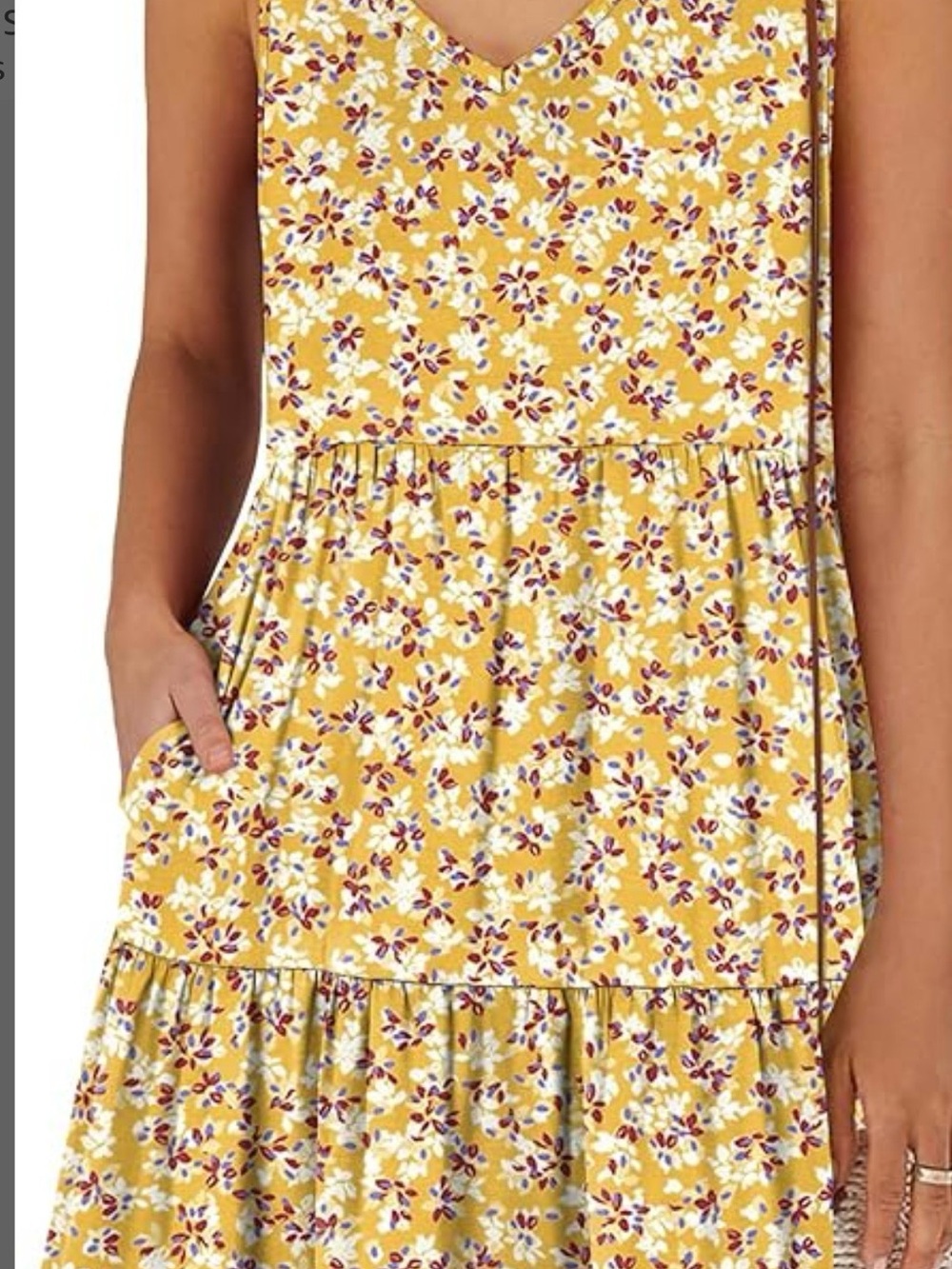 Sleeveless V-Neck Floral Sundress in Mustard Yellow